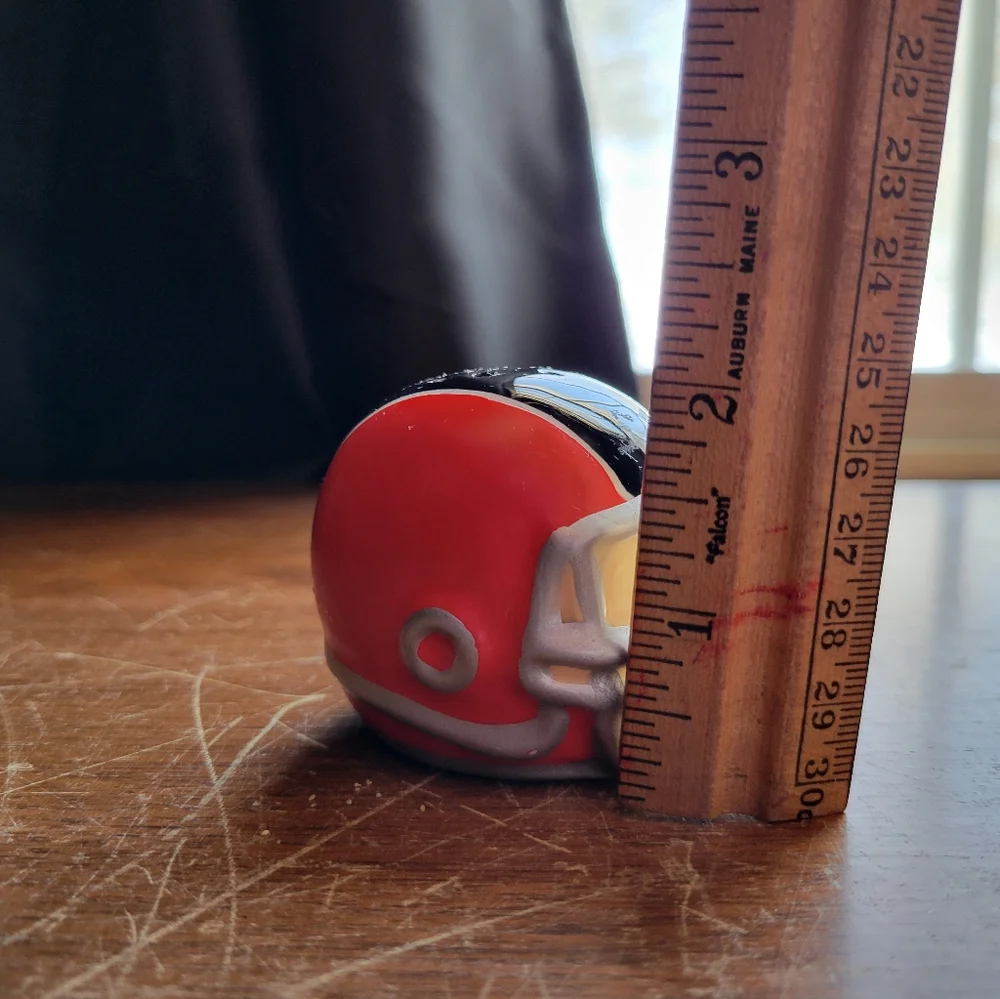 ceramic football and helmet salt and pepper shakers